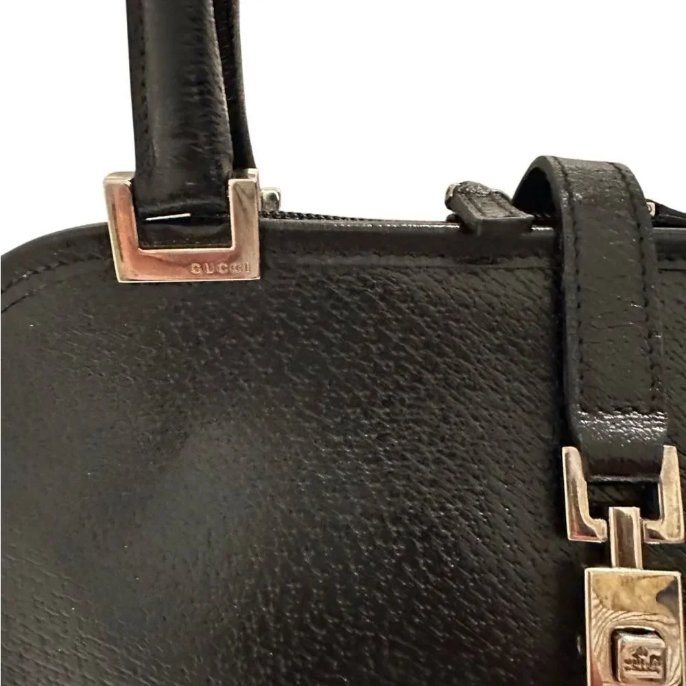 Gucci Black Leather Jackie with piston lock Satchel